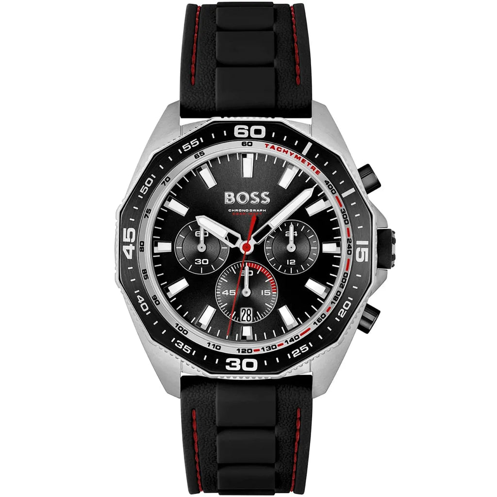 Hugo Boss Runner 1513969 44mm Men’s Chronograph Watch – Black Dial & Black Rubber Strap