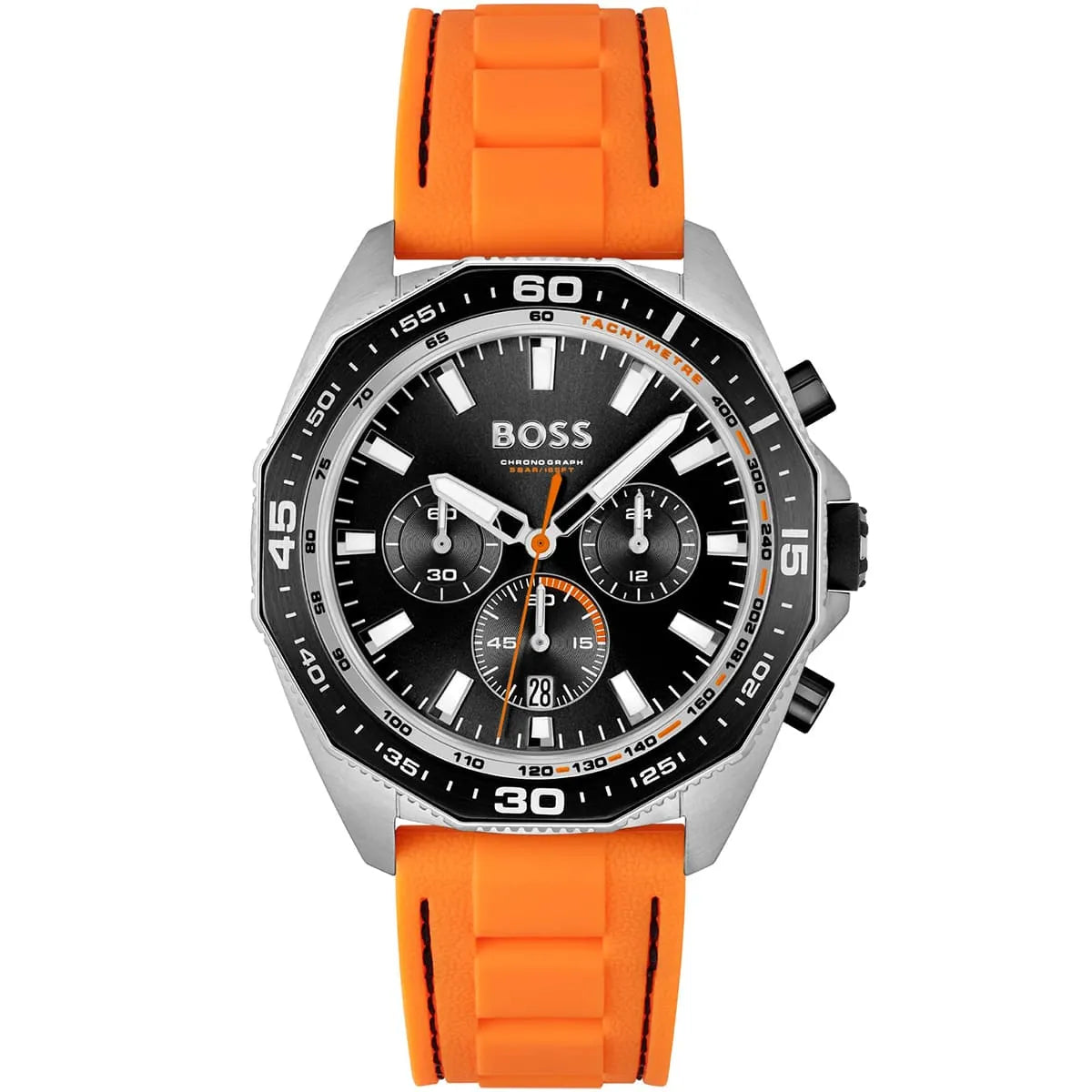 Hugo Boss Energy 1513970 44mm Men’s Chronograph Watch – Black Dial & Orange Rubber Strap
