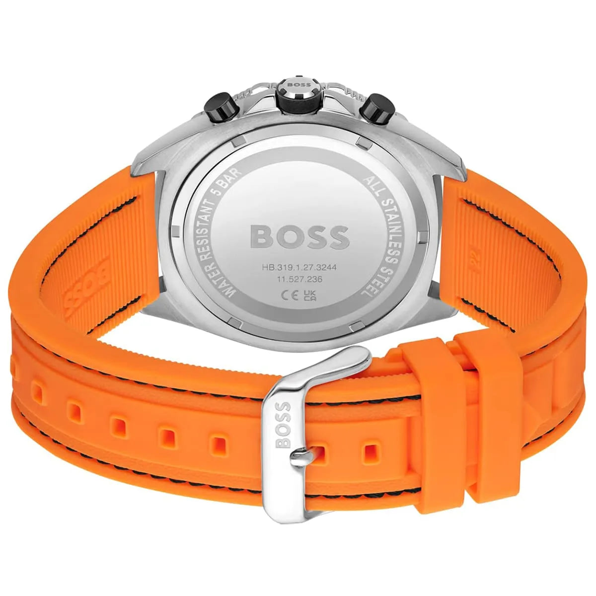 Hugo Boss Energy 1513970 44mm Men’s Chronograph Watch – Black Dial & Orange Rubber Strap