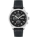 Hugo Boss View 1513987 44mm Men’s Chronograph Watch – Black Dial & Black Genuine Leather Strap