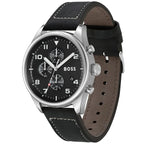 Hugo Boss View 1513987 44mm Men’s Chronograph Watch – Black Dial & Black Genuine Leather Strap