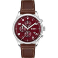 Hugo Boss View 1513988 44mm Men’s Chronograph Watch – Red Dial & Brown Leather Strap
