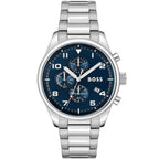 Hugo Boss View 1513989 44mm Men’s Chronograph Watch – Blue Dial & Silver-tone Stainless Steel Link Bracelet