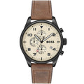 Hugo Boss View 1513990 44mm Men’s Chronograph Watch – Beige Dial & Brown Genuine Leather Strap