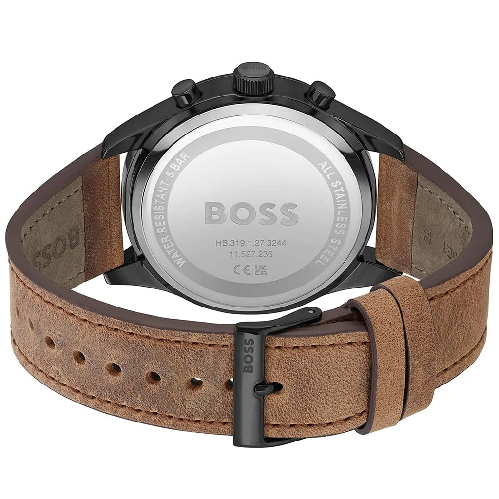 Hugo Boss View 1513990 44mm Men’s Chronograph Watch – Beige Dial & Brown Genuine Leather Strap