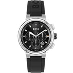 Hugo Boss One 1513997 44mm Men’s Chronograph Watch – Black Sunray Dial & Black Silicone Strap