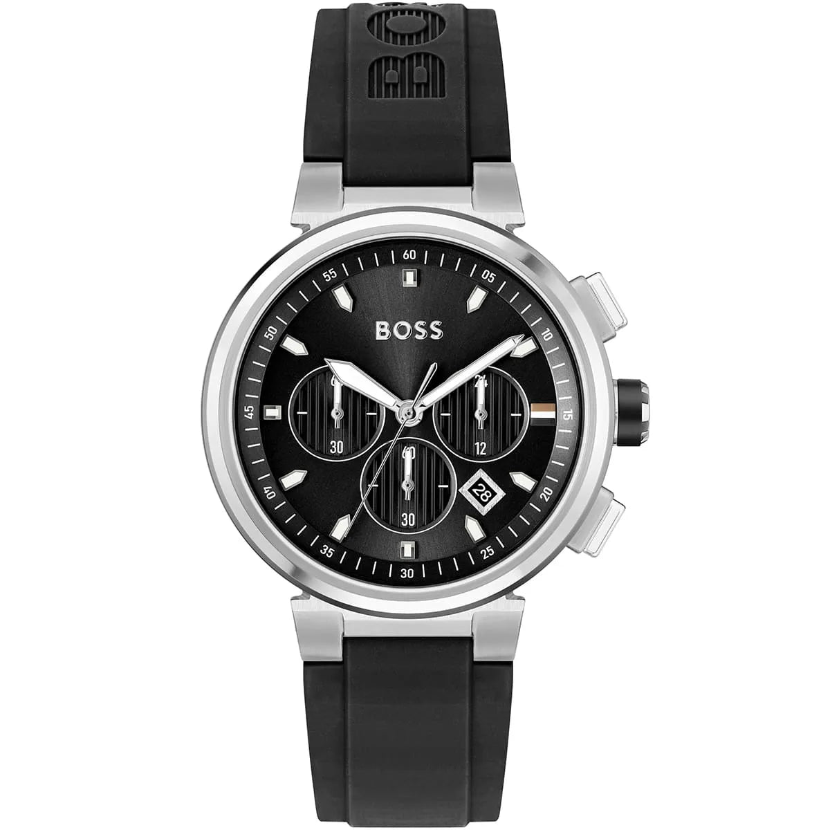 Hugo Boss One 1513997 44mm Men’s Chronograph Watch – Black Sunray Dial & Black Silicone Strap