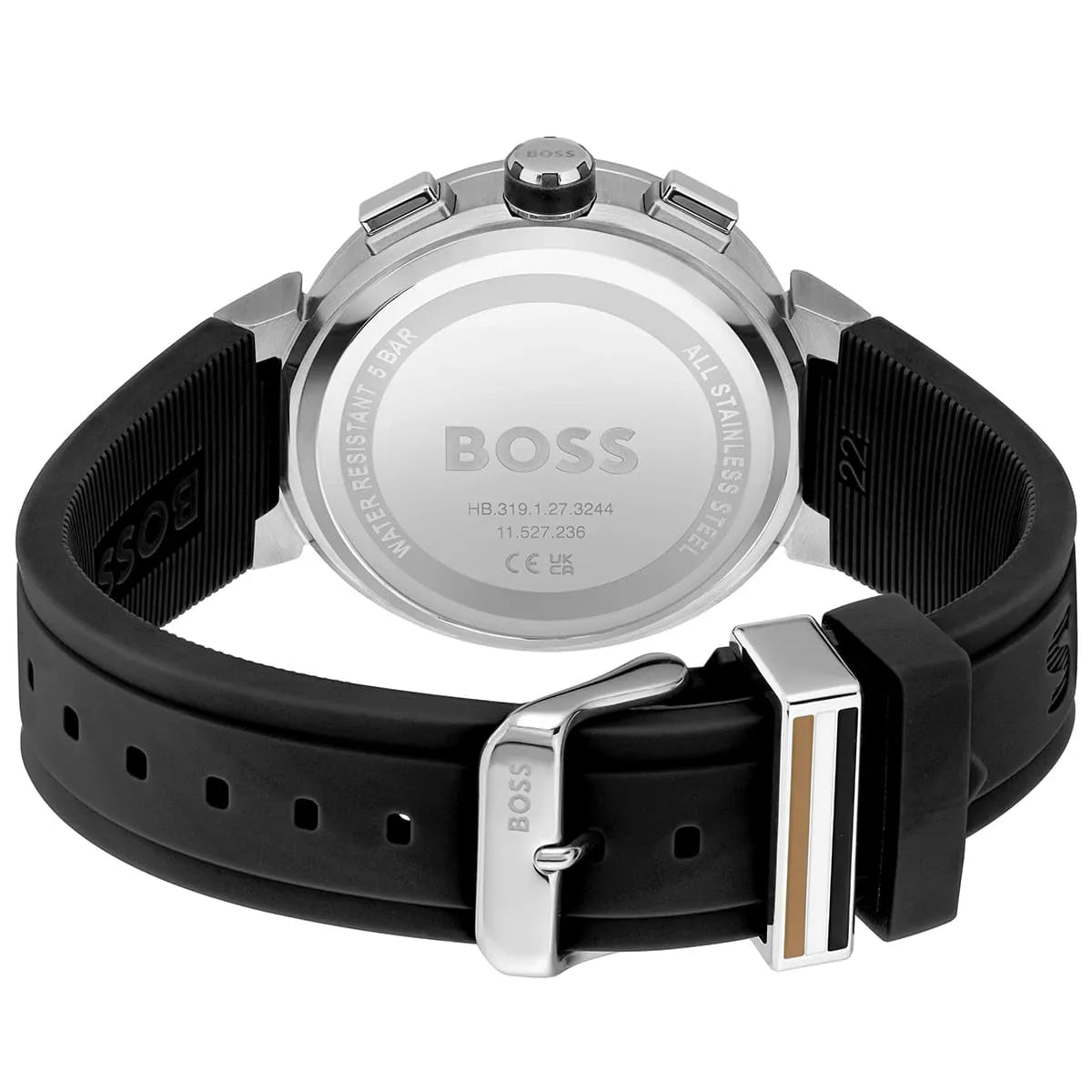 Hugo Boss One 1513997 44mm Men’s Chronograph Watch – Black Sunray Dial & Black Silicone Strap