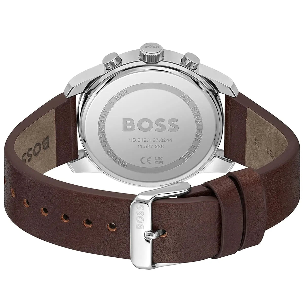 Hugo Boss Trace 1514002 44mm Men’s Chronograph Watch – Blue Dial & Brown Genuine Leather Strap