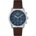 Hugo Boss Trace 1514002 44mm Men’s Chronograph Watch – Blue Dial & Brown Genuine Leather Strap