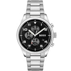 Hugo Boss View 1514008 44mm Men’s Chronograph Watch – Black Dial & Silver-tone Stainless Steel Link Bracelet