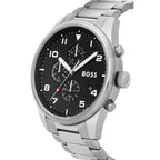 Hugo Boss View 1514008 44mm Men’s Chronograph Watch – Black Dial & Silver-tone Stainless Steel Link Bracelet