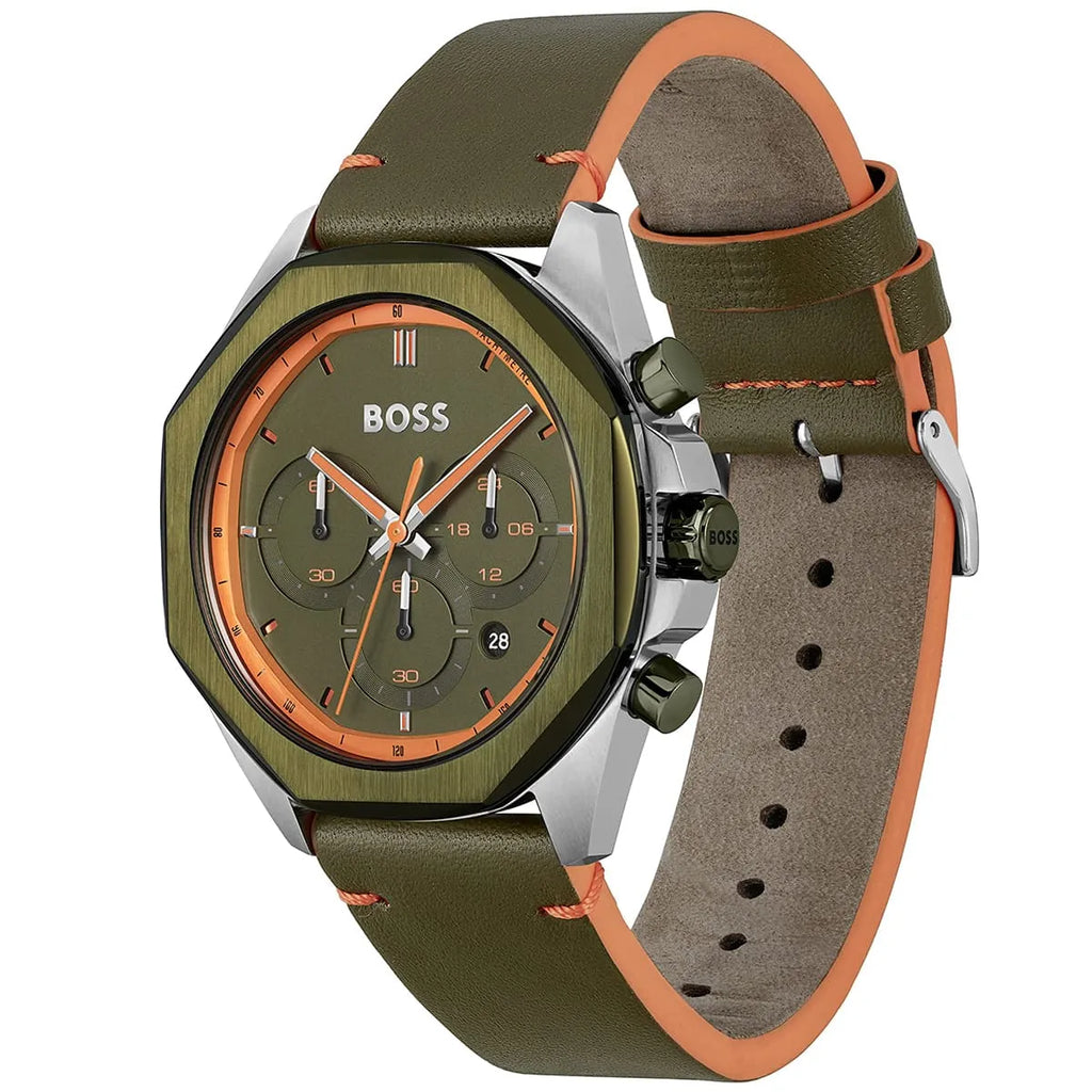Hugo Boss Cloud 1514018 44mm Men’s Chronograph Watch – Green Dial & Green Genuine Leather Strap