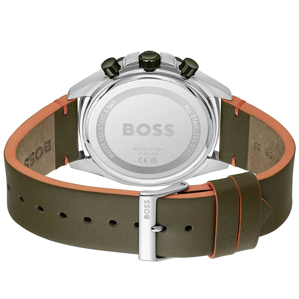 Hugo Boss Cloud 1514018 44mm Men’s Chronograph Watch – Green Dial & Green Genuine Leather Strap