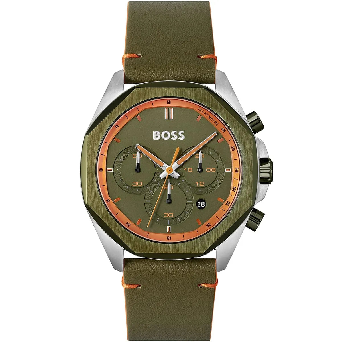 Hugo Boss Cloud 1514018 44mm Men’s Chronograph Watch – Green Dial & Green Genuine Leather Strap