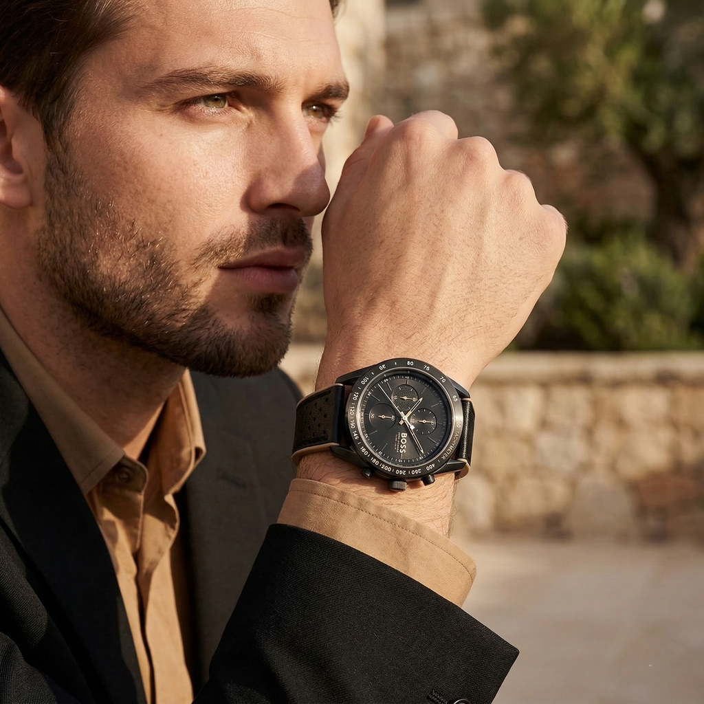Hugo Boss Centre Court 1514022 44mm Men’s Chronograph Watch – Black Dial & Rubber Strap