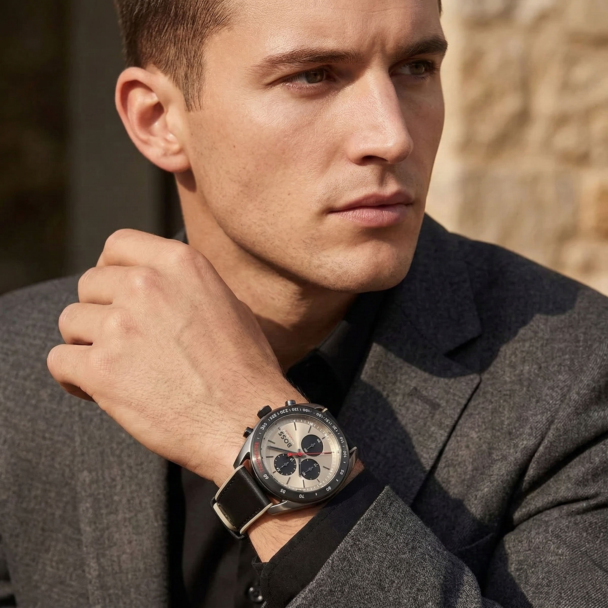Hugo Boss Centre Court 1514024 44mm Men’s Chronograph Watch – Champagne Dial & Black Rubber Strap