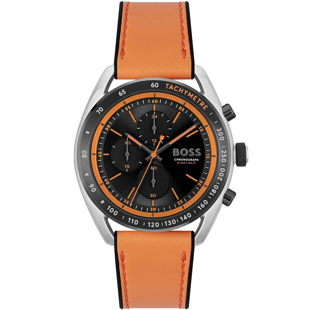 Hugo Boss Centre Court 1514025 44mm Men’s Chronograph Watch – Black Dial & Orange Rubber Strap