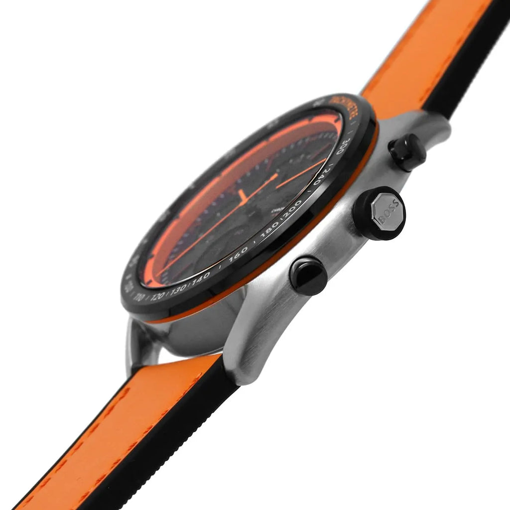 Hugo Boss Centre Court 1514025 44mm Men’s Chronograph Watch – Black Dial & Orange Rubber Strap