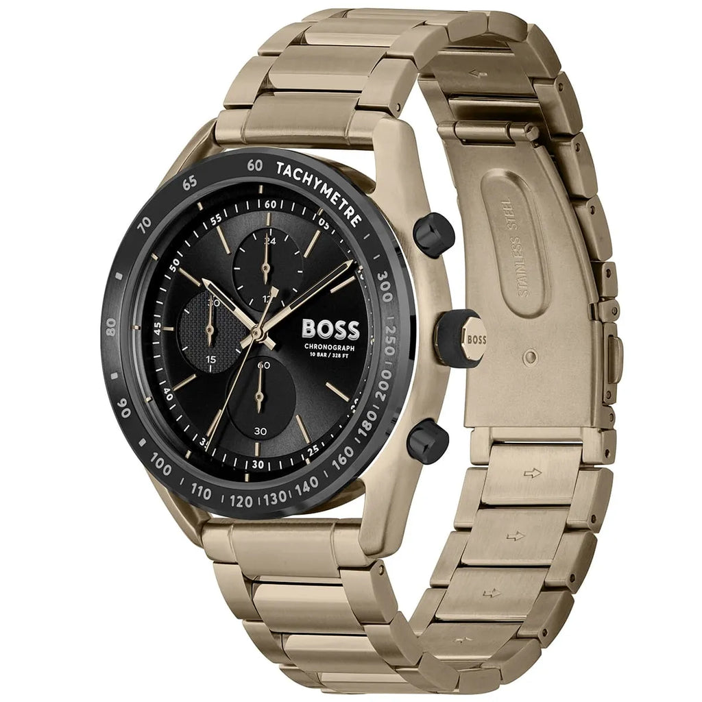 Hugo Boss Centre Court 1514027 44mm Men’s Chronograph Watch – Black Dial & Gold-tone Stainless Steel Link Bracelet