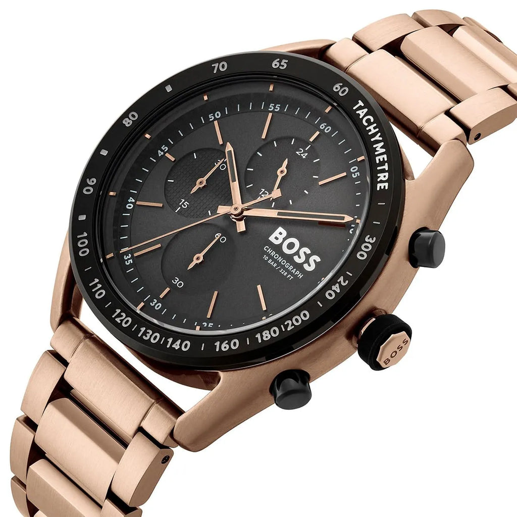 Hugo Boss Centre Court 1514027 44mm Men’s Chronograph Watch – Black Dial & Gold-tone Stainless Steel Link Bracelet