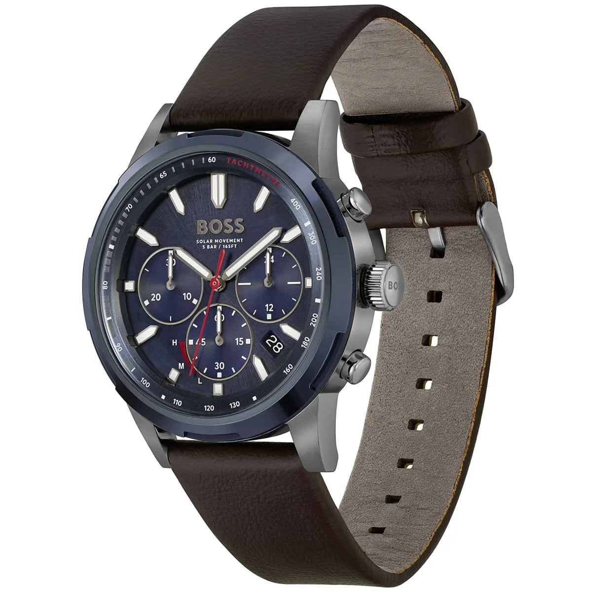 Hugo Boss Solgrade 1514030 44mm Men’s Solar Watch – Blue Dial & Brown Genuine Leather Strap