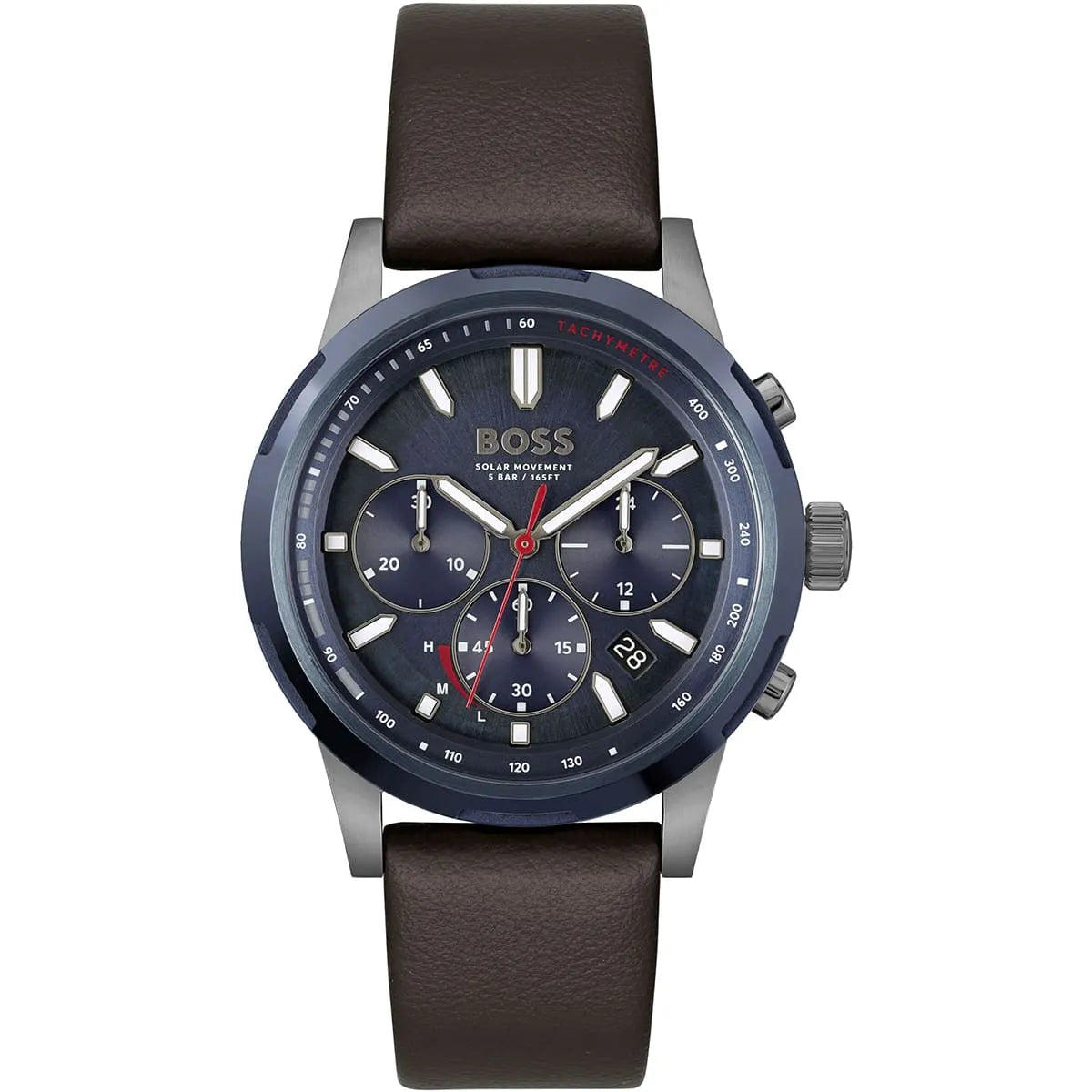 Hugo Boss Solgrade 1514030 44mm Men’s Solar Watch – Blue Dial & Brown Genuine Leather Strap