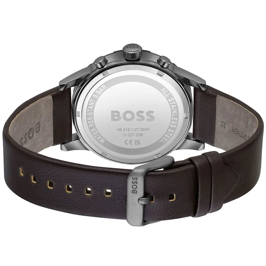Hugo Boss Solgrade 1514030 44mm Men’s Solar Watch – Blue Dial & Brown Genuine Leather Strap