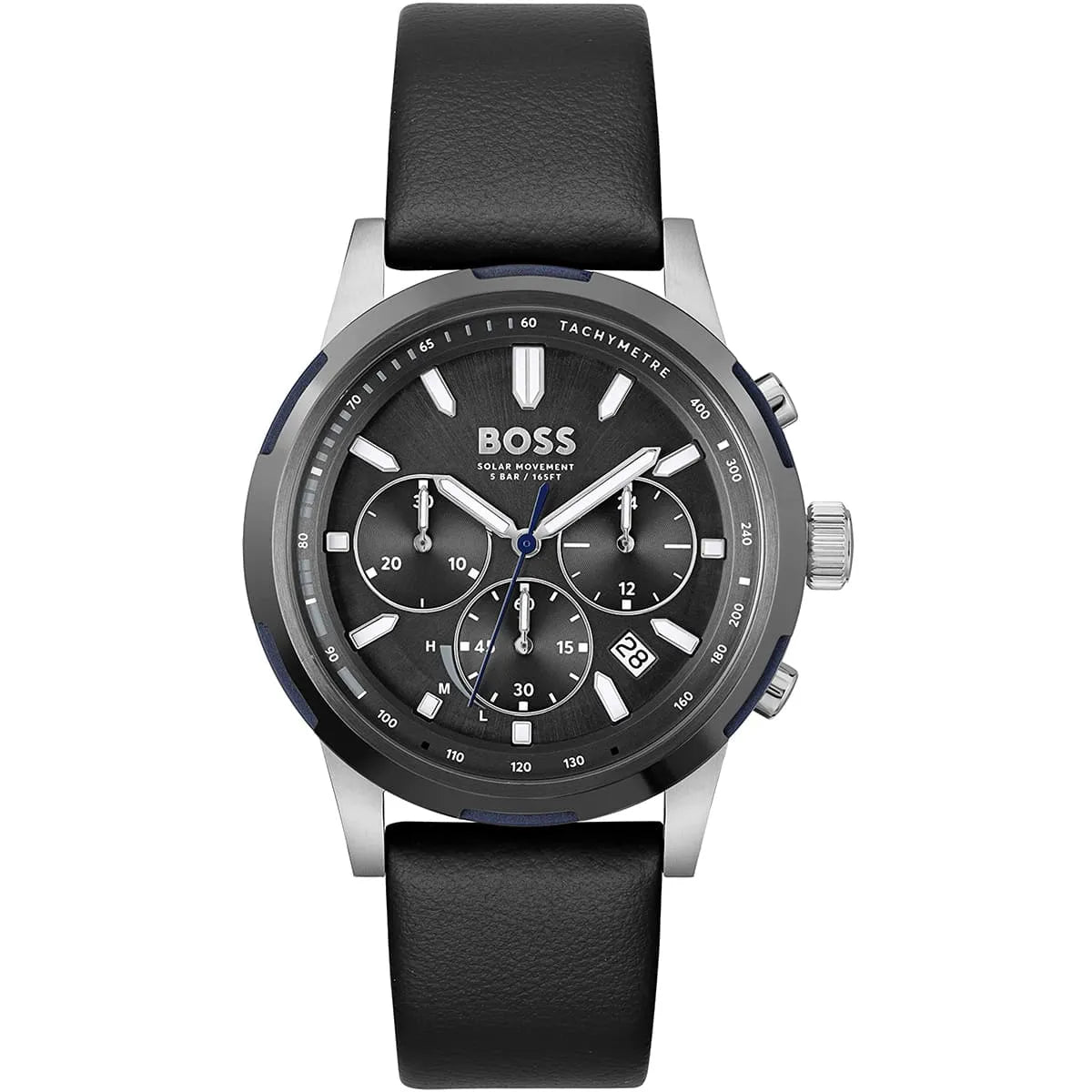 Hugo Boss Solgrade 1514031 44mm Men’s Solar Watch – Black Dial & Black Genuine Leather Strap
