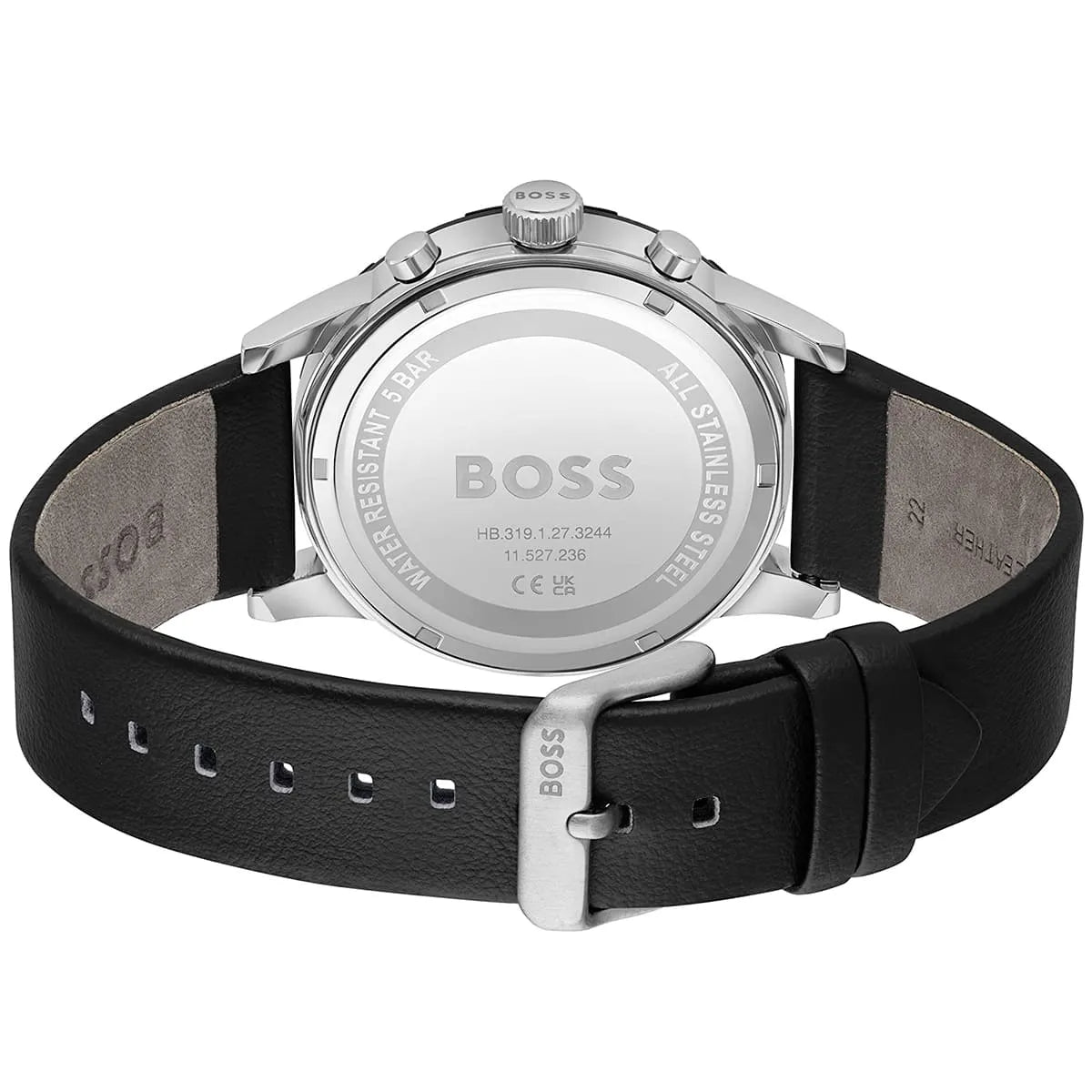 Hugo Boss Solgrade 1514031 44mm Men’s Solar Watch – Black Dial & Black Genuine Leather Strap