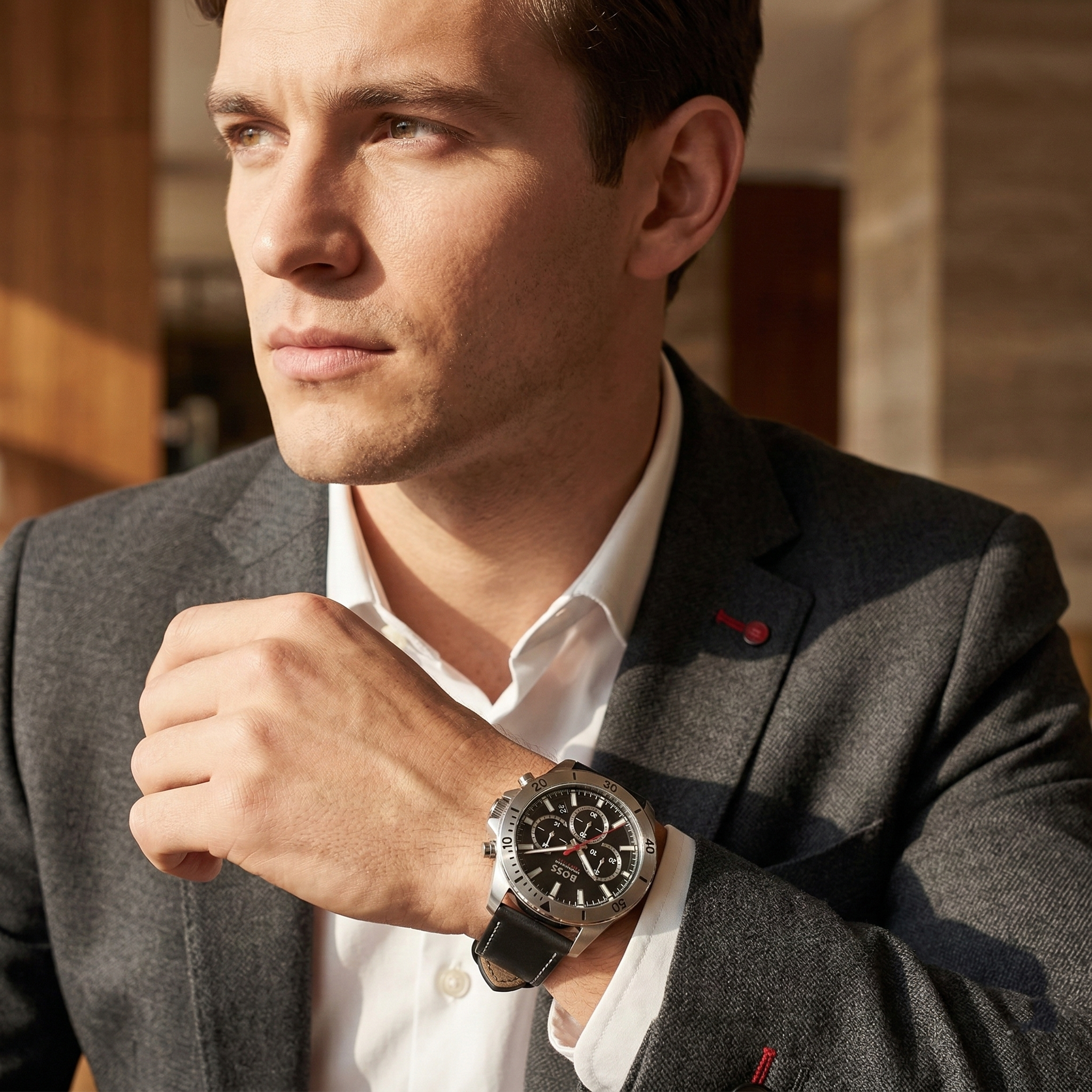 Hugo Boss Troper 1514055 44mm Men’s Chronograph Watch – Black Dial & Black Genuine Leather Strap