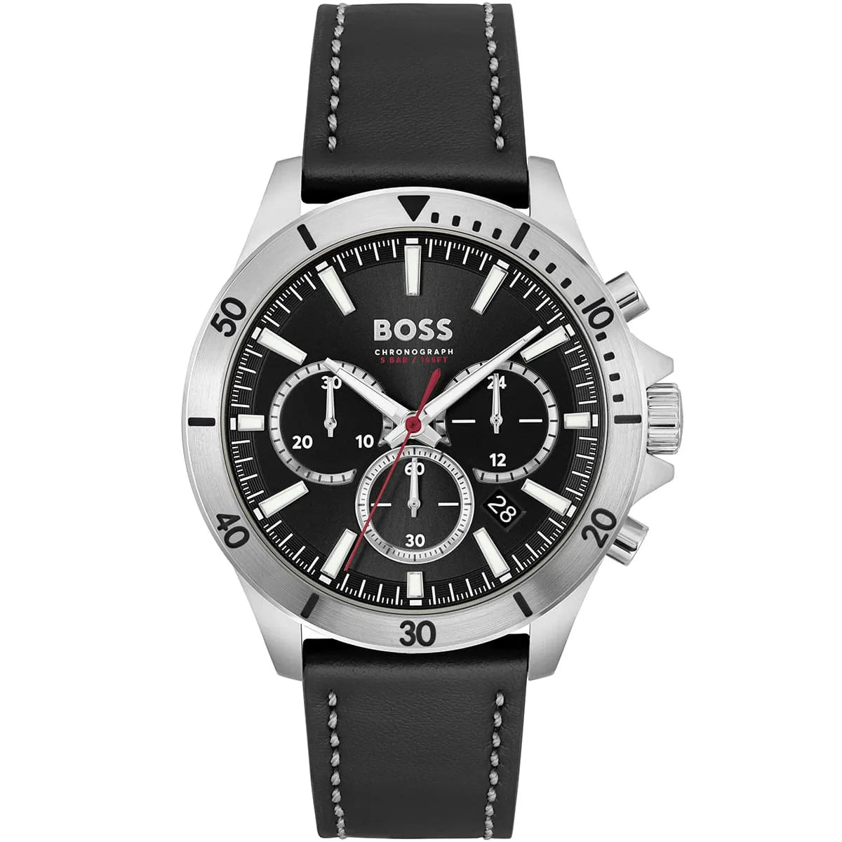 Hugo Boss Troper 1514055 44mm Men’s Chronograph Watch – Black Dial & Black Genuine Leather Strap