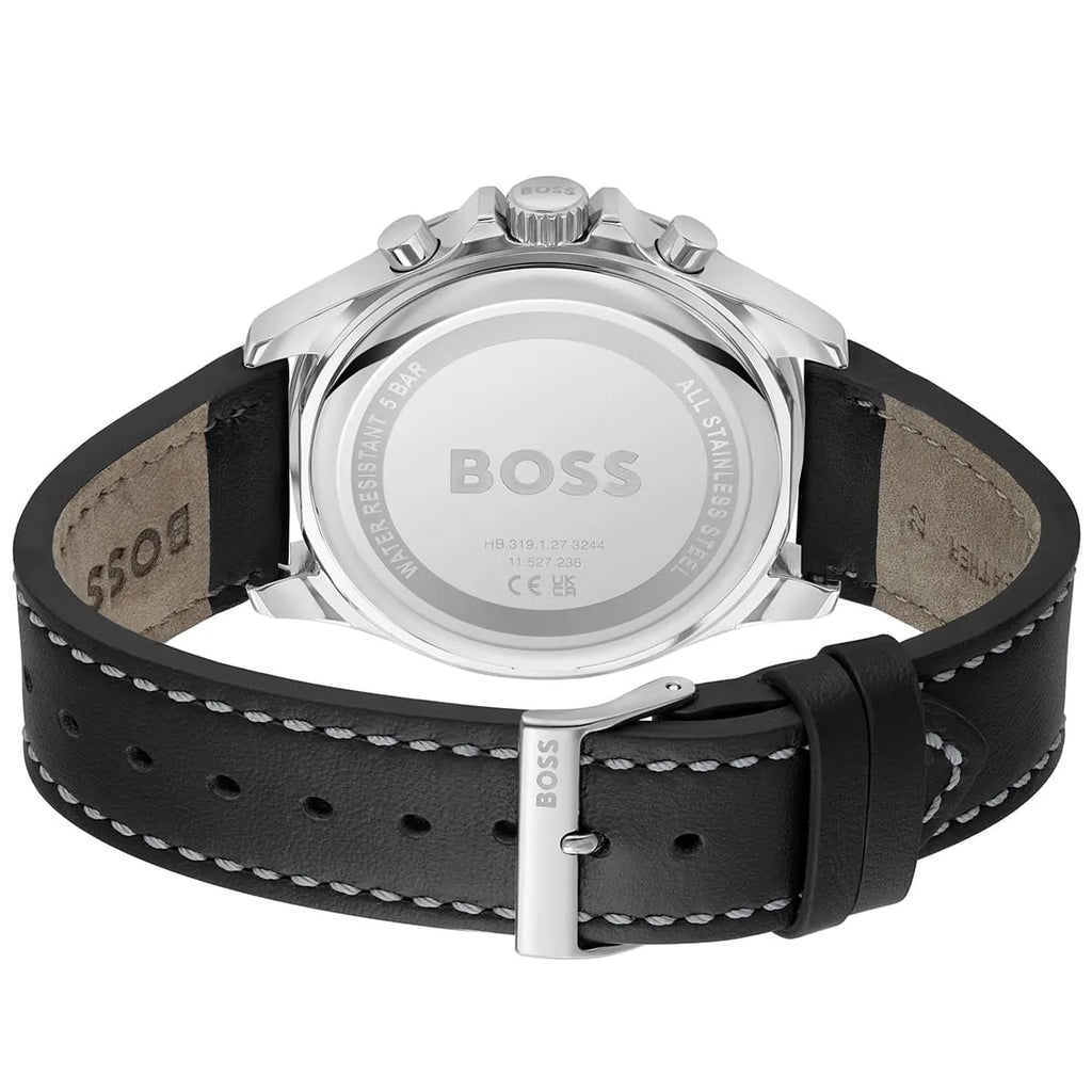 Hugo Boss Troper 1514055 44mm Men’s Chronograph Watch – Black Dial & Black Genuine Leather Strap