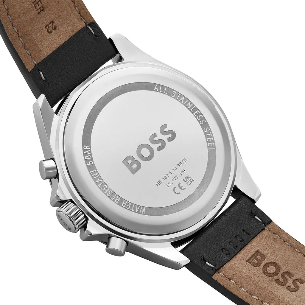 Hugo Boss Troper 1514055 44mm Men’s Chronograph Watch – Black Dial & Black Genuine Leather Strap