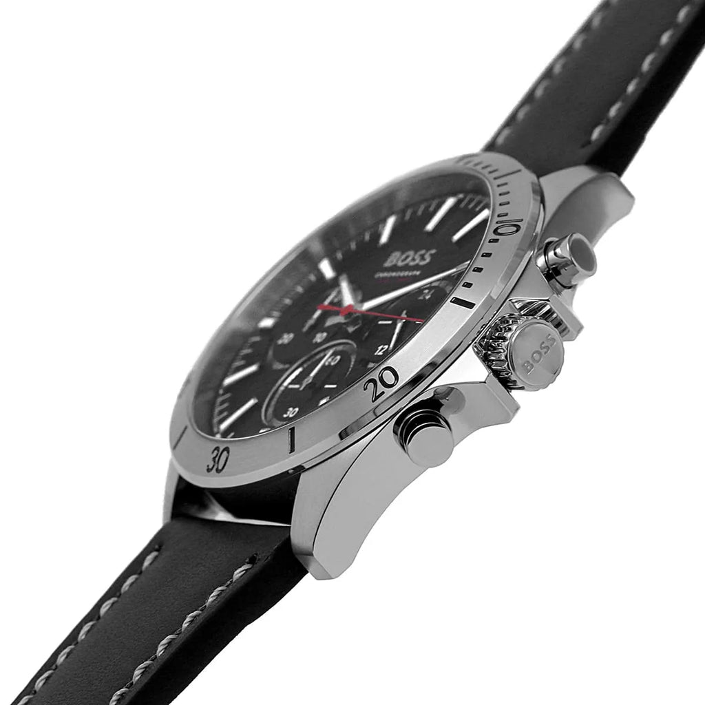 Hugo Boss Troper 1514055 44mm Men’s Chronograph Watch – Black Dial & Black Genuine Leather Strap