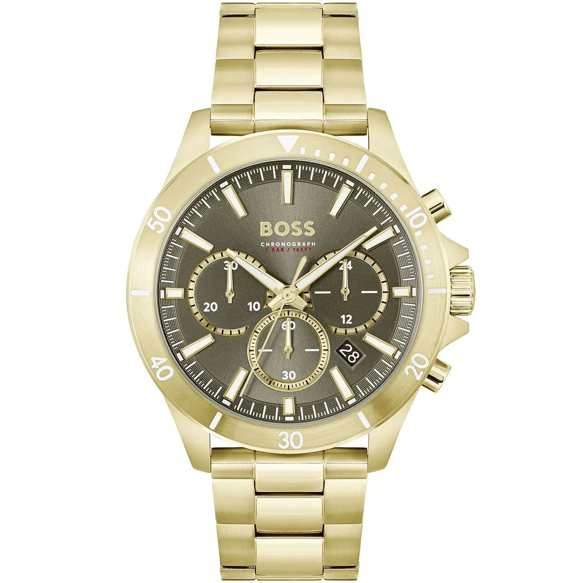 Hugo Boss Runner 1514059 44mm Men’s Chronograph Watch – Gray Dial & Gold-tone Stainless Steel Link Bracelet