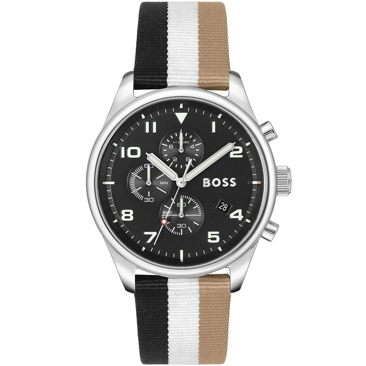 Hugo Boss View 1514062 44mm Men’s Chronograph Watch – Black Dial & Textile Strap
