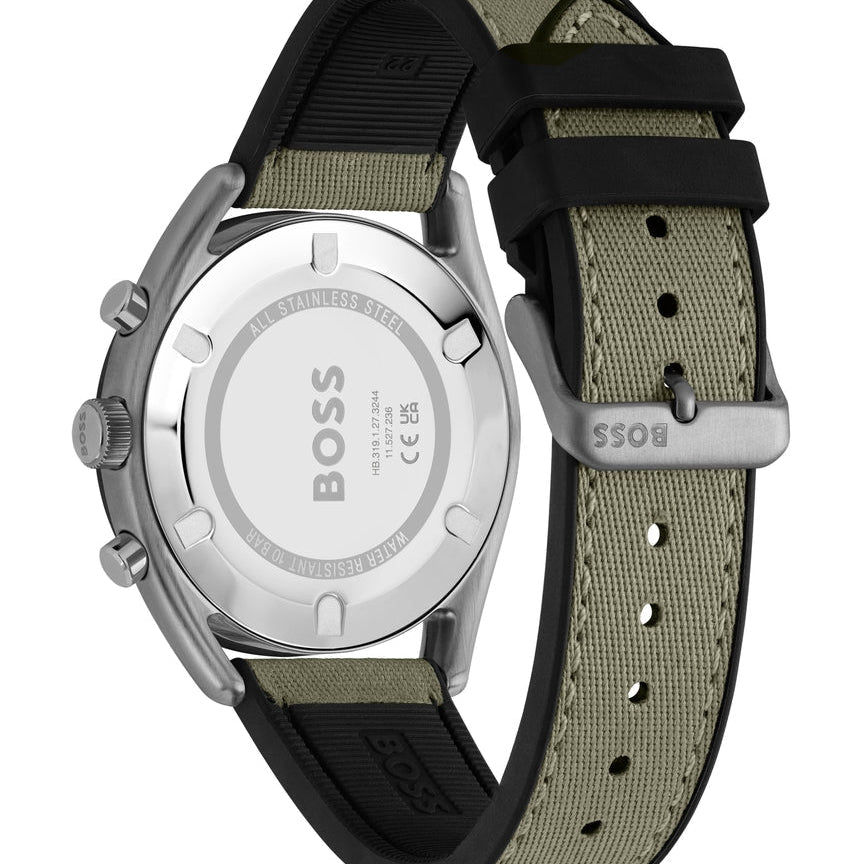 Hugo Boss Top 1514092 44mm Men’s Chronograph Watch – Olive Green Dial & Olive Green Canvas Strap