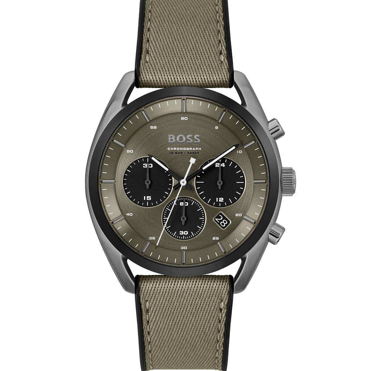 Hugo Boss Top 1514092 44mm Men’s Chronograph Watch – Olive Green Dial & Olive Green Canvas Strap