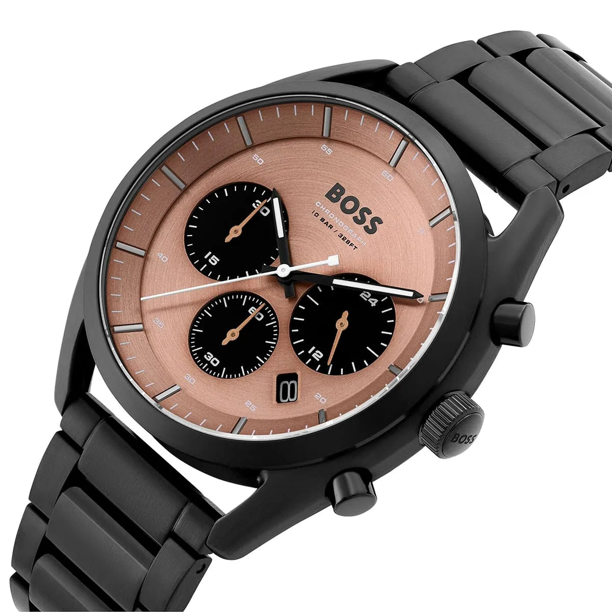 Hugo Boss Top 1514095 44mm Men’s Chronograph Watch – Rose Gold Dial & Stainless Steel Bracelet