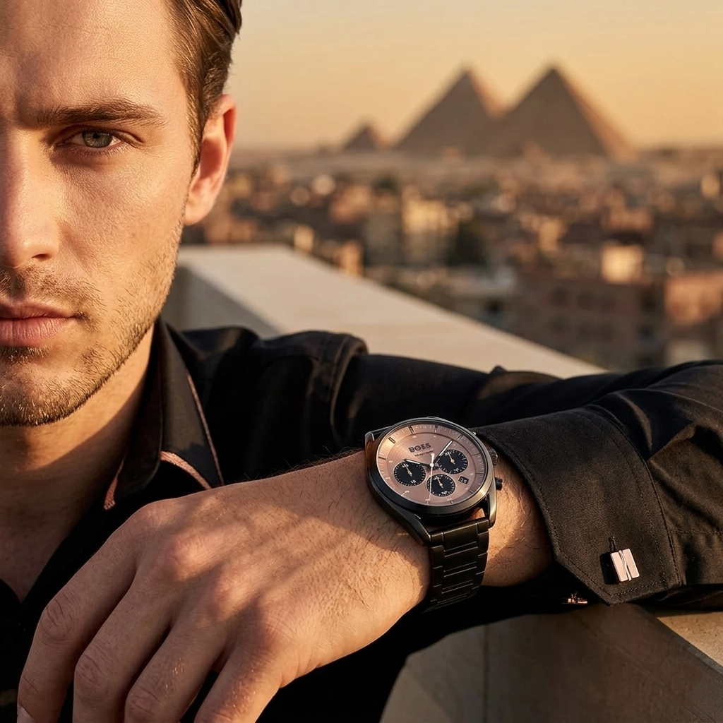 Hugo Boss Top 1514095 44mm Men’s Chronograph Watch – Rose Gold Dial & Stainless Steel Bracelet