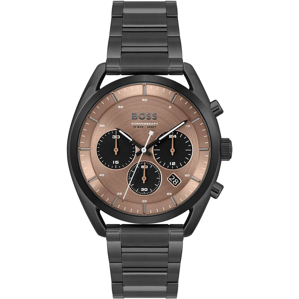 Hugo Boss Top 1514095 44mm Men’s Chronograph Watch – Rose Gold Dial & Stainless Steel Bracelet