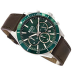 Hugo Boss Troper 1514098 44mm Men’s Chronograph Watch – Green Dial & Brown Genuine Leather Strap
