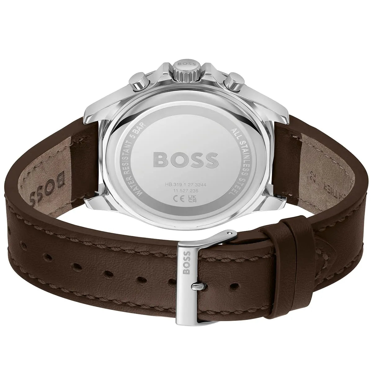 Hugo Boss Troper 1514098 44mm Men’s Chronograph Watch – Green Dial & Brown Genuine Leather Strap