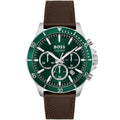 Hugo Boss Troper 1514098 44mm Men’s Chronograph Watch – Green Dial & Brown Genuine Leather Strap