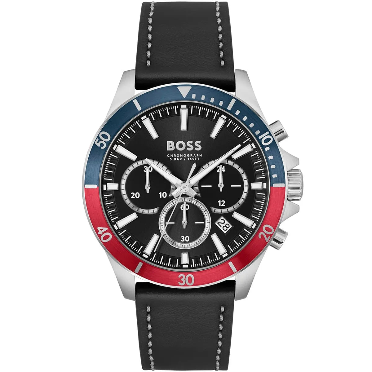 Hugo Boss Troper 1514099 44mm Men’s Chronograph Watch – Black Dial & Black Genuine Leather Strap