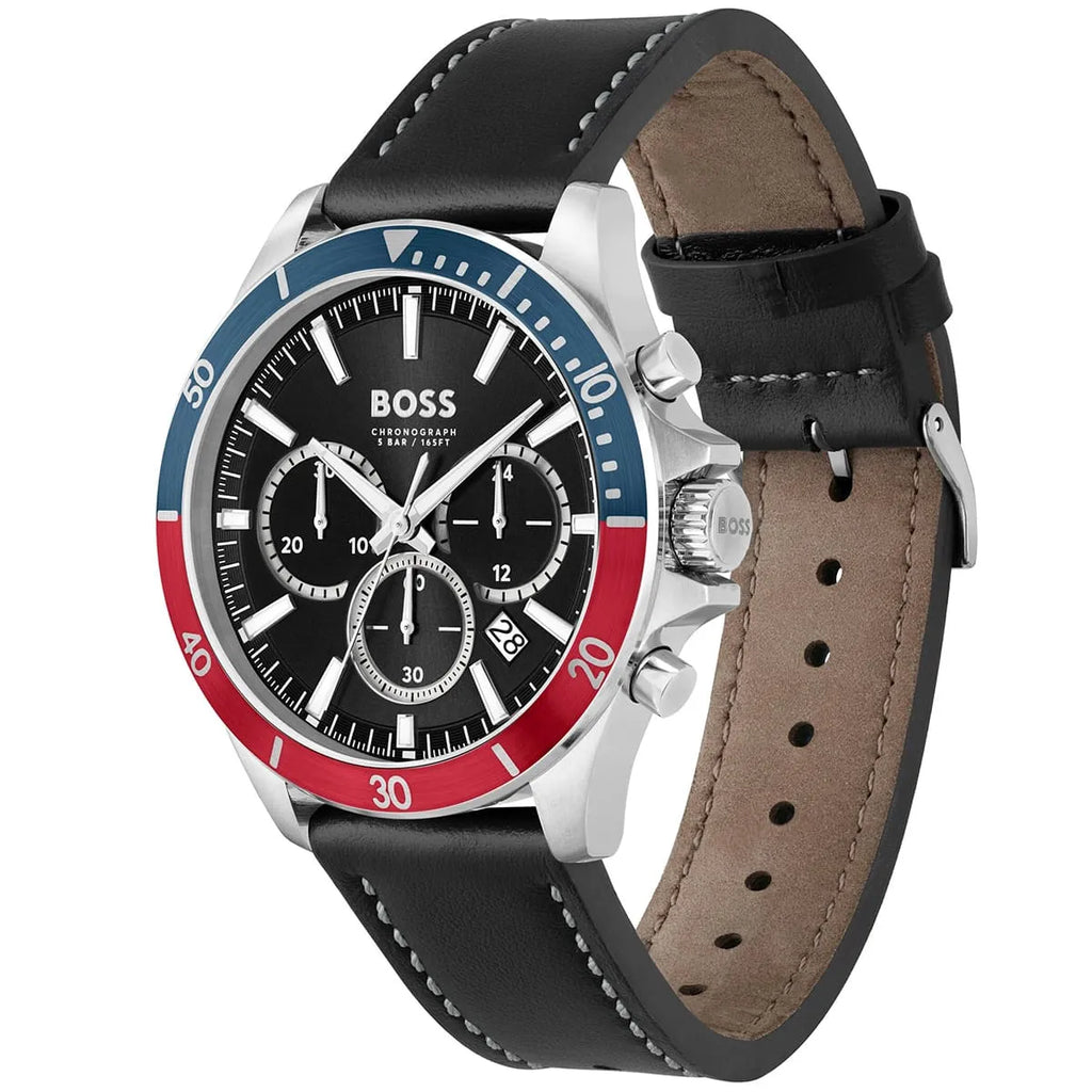 Hugo Boss Troper 1514099 44mm Men’s Chronograph Watch – Black Dial & Black Genuine Leather Strap