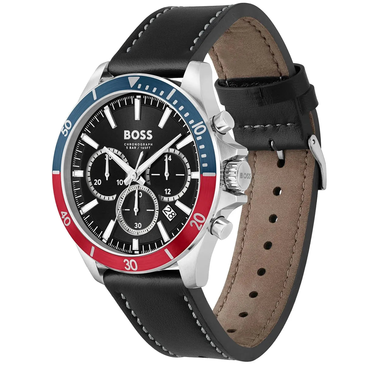 Hugo Boss Troper 1514099 44mm Men’s Chronograph Watch – Black Dial & Black Genuine Leather Strap