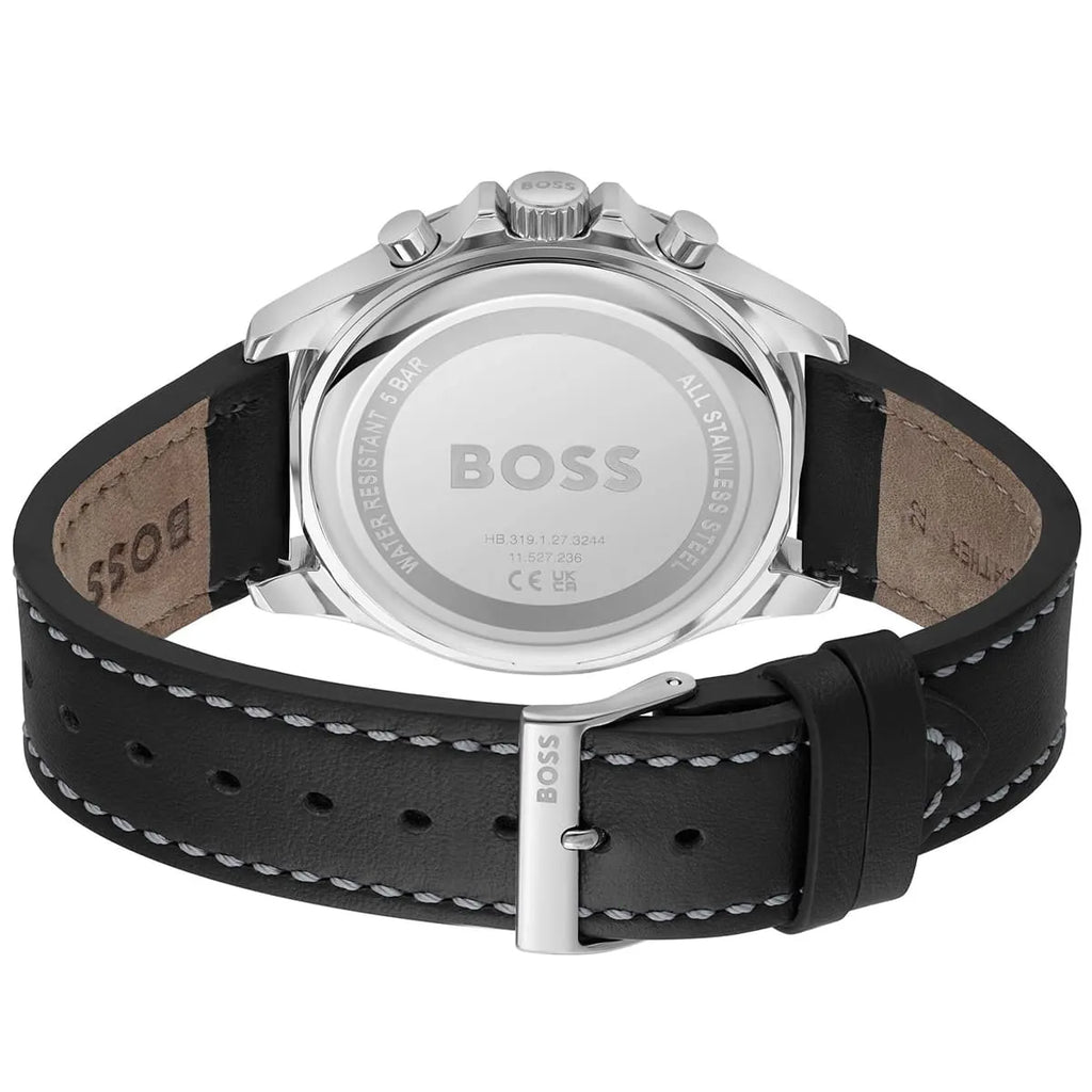 Hugo Boss Troper 1514099 44mm Men’s Chronograph Watch – Black Dial & Black Genuine Leather Strap
