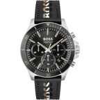 Hugo Boss Troper 1514121 44mm Men’s Chronograph Watch – Black Dial & Black Genuine Leather Strap